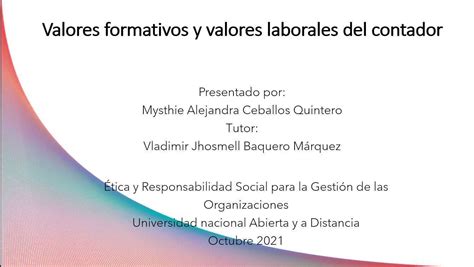 Valores Formativos Y Laborales Del Contador