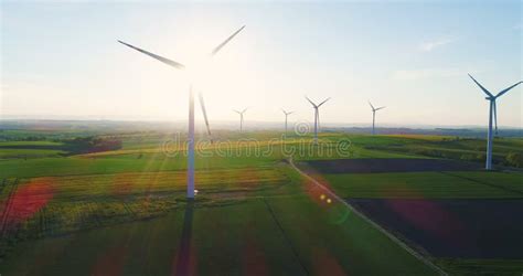 Wind Turbines In Agricultural Fields Stock Image Image Of Mill Aerial 245720397