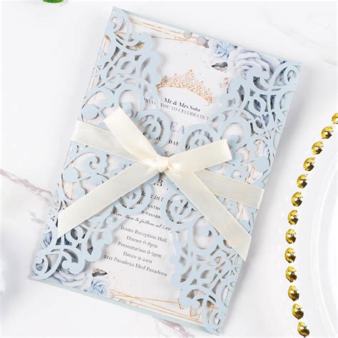 Maffily 50pcs Laser Cut Wedding Invitation Pockets 5x7