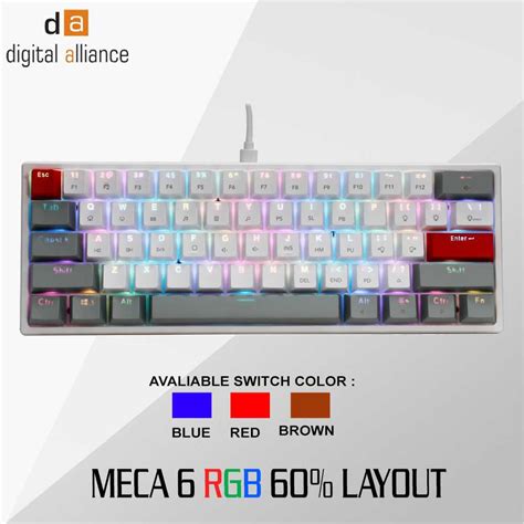 Jual Digital Alliance Meca Rgb White Gray Gaming Keyboard