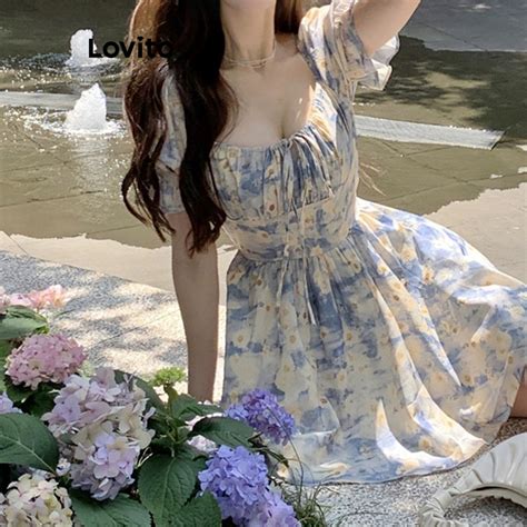 Lovito Women Elegant Ditsy Floral Flowers Dress Lne Shopee