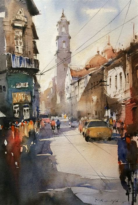 #watercolor #cityscape painting by Indian watercolor artist- Nitin ...