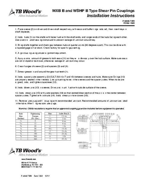 Sure Flex Couplings Installation Instructions