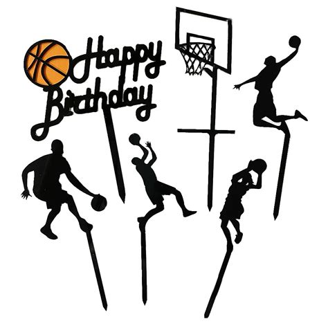 Buy Day 6PCS Acrylic Basketball Cake Topper Happy Birthday Cake Topper