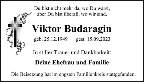 Traueranzeigen Von Viktor Budaragin Trauer In NRW De