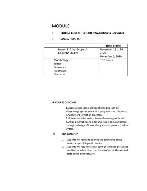 Module Lesson 8 DOCUMENT TYPE COLLEGE MODULE I COURSE CODE TITLE