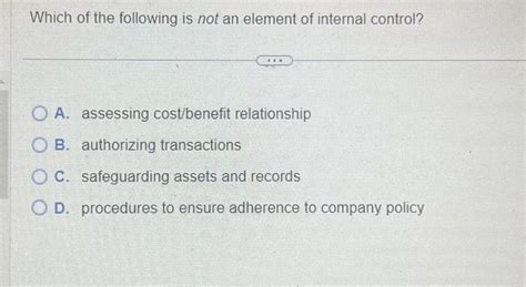 Solved Which Of The Following Is Not An Element Of Internal Chegg