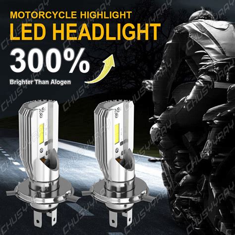 H Hb Motorcycle Led Headlight Kit W V Hi Lo Power Bulb Red