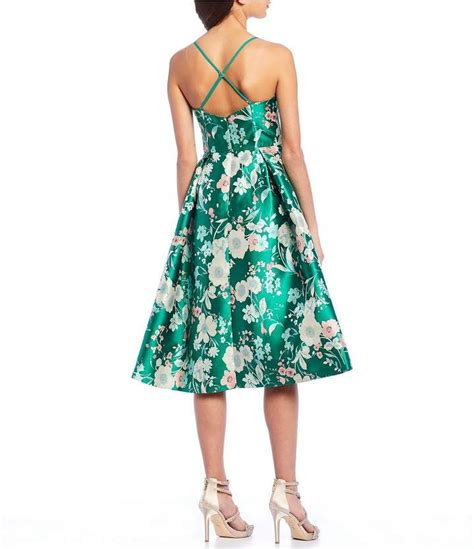 Eliza J Floral Print Midi Length A Line Jacquard Dress Dresses