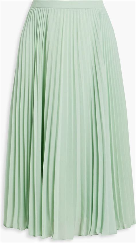 Mikael Aghal Pleated Chiffon Midi Skirt Shopstyle