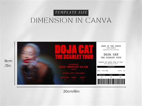 Doja Cat Editable Concert Ticket Template Canva Printable Etsy