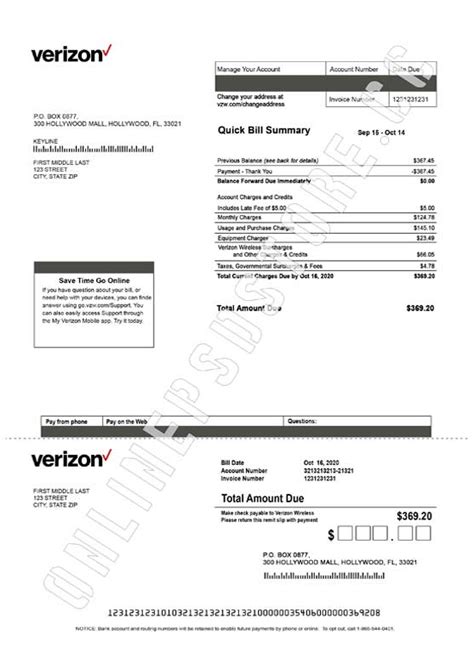 Verizon Bill Template