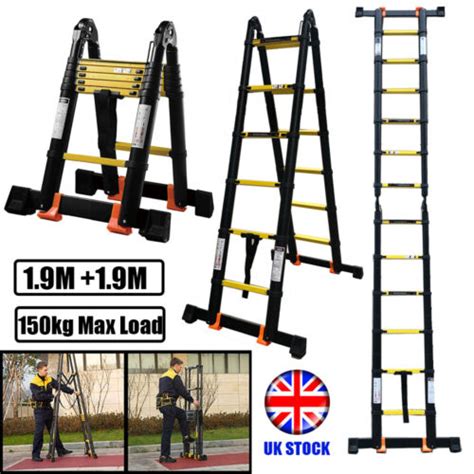 M Heavy Duty Multi Purpose Aluminium Telescopic Ladder Extendable