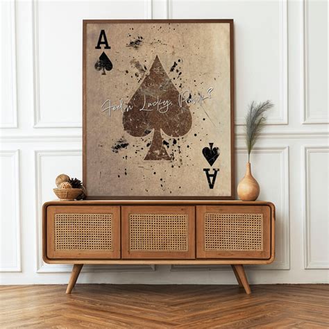 Ace Of Spades Print Playing Card Poster Trendy Retro Art Bar Decor Kitchen Print T