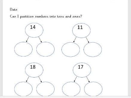 Place Value Partitioning Year 1 Worksheets Teaching Resources