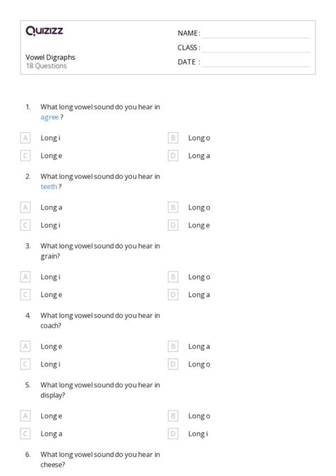 50+ Vowel Digraphs worksheets on Quizizz | Free & Printable