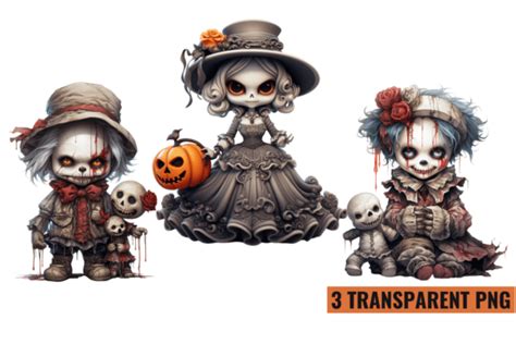 Spooky Dolls Clipart Sublimation Gráfico por CraftArt Creative Fabrica