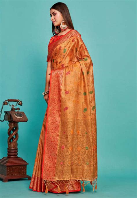 Buy Banarasi Saree In Peach Online SNGA5487 Utsav Fashion