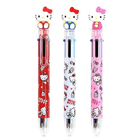 Hello Kitty 0.7mm 6-Color Multicolor Ballpoint Pen w/Hello Kitty Figure ...