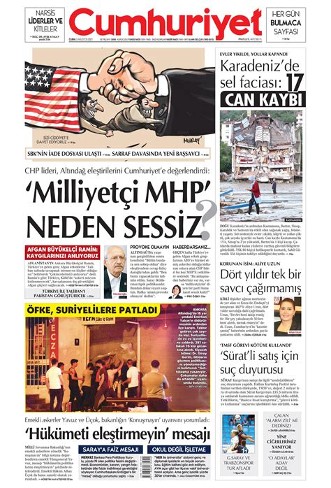 Cumhuriyet Gazetesi A Ustos Cuma G N Man Eti