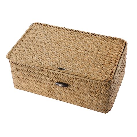 Homemaxs Woven Rattan Storage Baskets With Lids Small Decorative Boxes