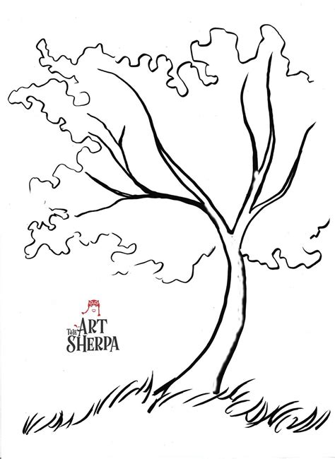 Rainbow Tree 2 Traceable | The art sherpa, Tree drawing, Tree outline