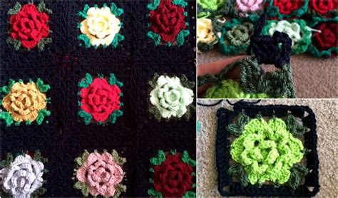 Crochet Rose Granny Square - Crochet Ideas