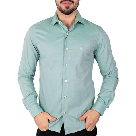 Camisa Rl Slim Fit Algod O Monocrom Tica Verde