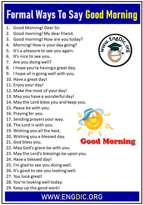 30 Formal Ways To Say Good Morning Engdic