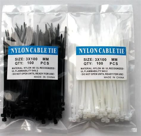 100pcs Nylon Cable Tie 3x100mm White Black Color Self Locking Plastic