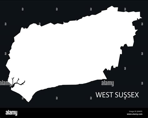 West Sussex England Uk Map Black Inverted Silhouette Illustration Stock Vector Image And Art Alamy