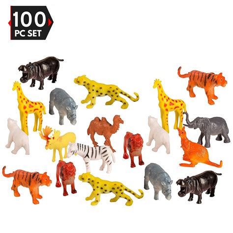 100 Piece Party Pack Mini Wild Jungle Animals - Plastic Mini ...