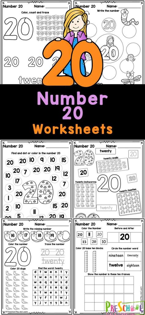 Number 20 Worksheets for Preschool and Kindergarten