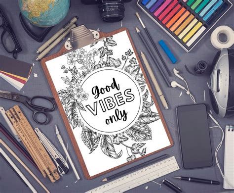 Good Vibes Only Printable Good Vibes Coloring Page Coloring Pages