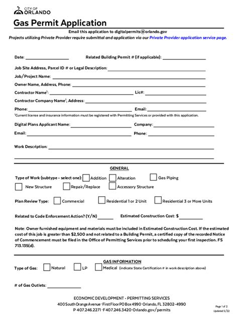 Gas Permit Application Form Fill Online Printable Fillable Blank