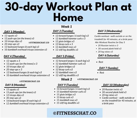 Best 30 Day Workout Plan For Beginners At Home PDF