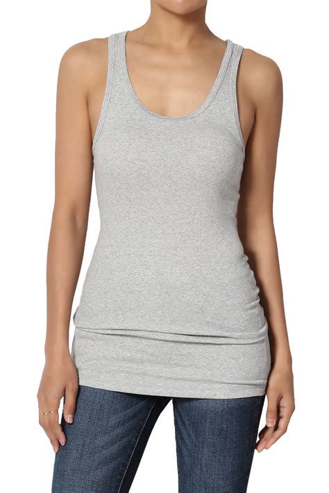 Themogan Women S Plus Stretchy Ribbed Knit Fitted Racerback Tank Top Cotton Spandex