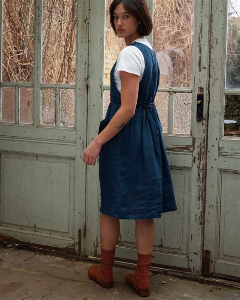 The Pinafore Dress In Navy Blue Pyne And Smith