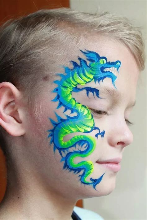 Аквагрим Дракон: рисунки Дракончика на лице | Схемы раскраски лиц ...