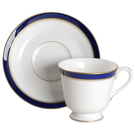 Howard Cobalt Blue Gold Trim Footed Cup Saucer Set By Royal