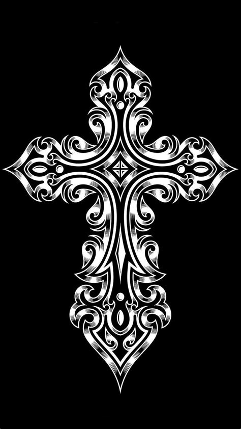 Black And White Gothic Cross Black And White Tribal HD Phone