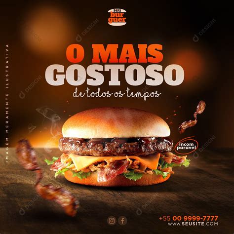 Hambúrguer Hamburguerias Social Media PSD Editável download Designi