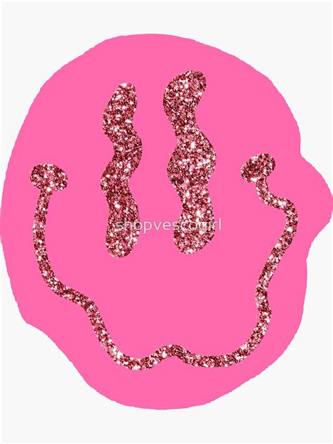 Pinky Glitter Smiley Face Sticker For Sale By Shopvescogirl Redbubble