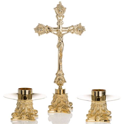 Altar Crucifix With Candle Holders Online Sales On Holyart Co Uk