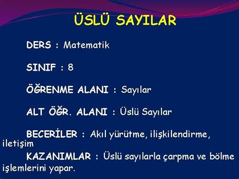 Sl Sayilar Ders Matematik Sinif Renme Alani