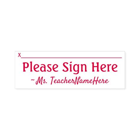 Basic Please Sign Here And Name Rubber Stamp Zazzle