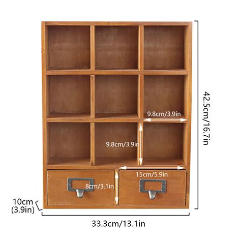 9 Cube 2-Drawers Pine Storage Organizer Wood Cubby-style Shelf Brown US ...