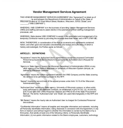 27 Sample Vendor Agreement Templates Pdf Doc