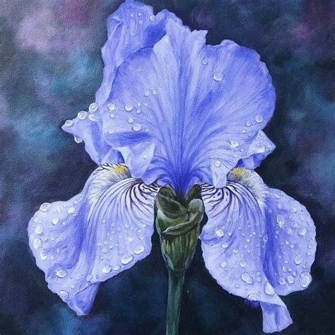 Pin By Sylvie Loiselle On Lys Bleu Iris Painting Flower Art Painting