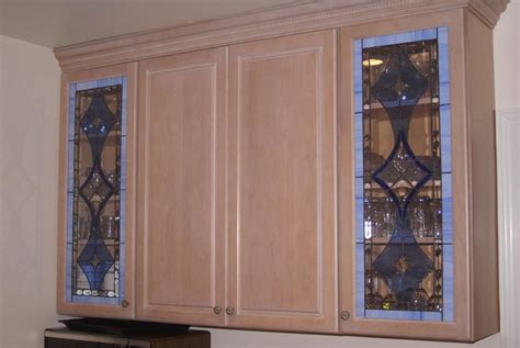 Ci 5 Inserts Cabinet En Verre Teinté Bevels And Blues Etsy Stained Glass Cabinets Glass